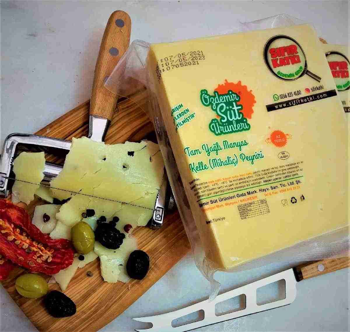 AZ TUZLU MANYAS MİHALİÇ (KELLE) KOYUN-İNEK-KEÇİ SÜTÜ KARIŞIK PEYNİR-TAM YAĞLI 1000gr.