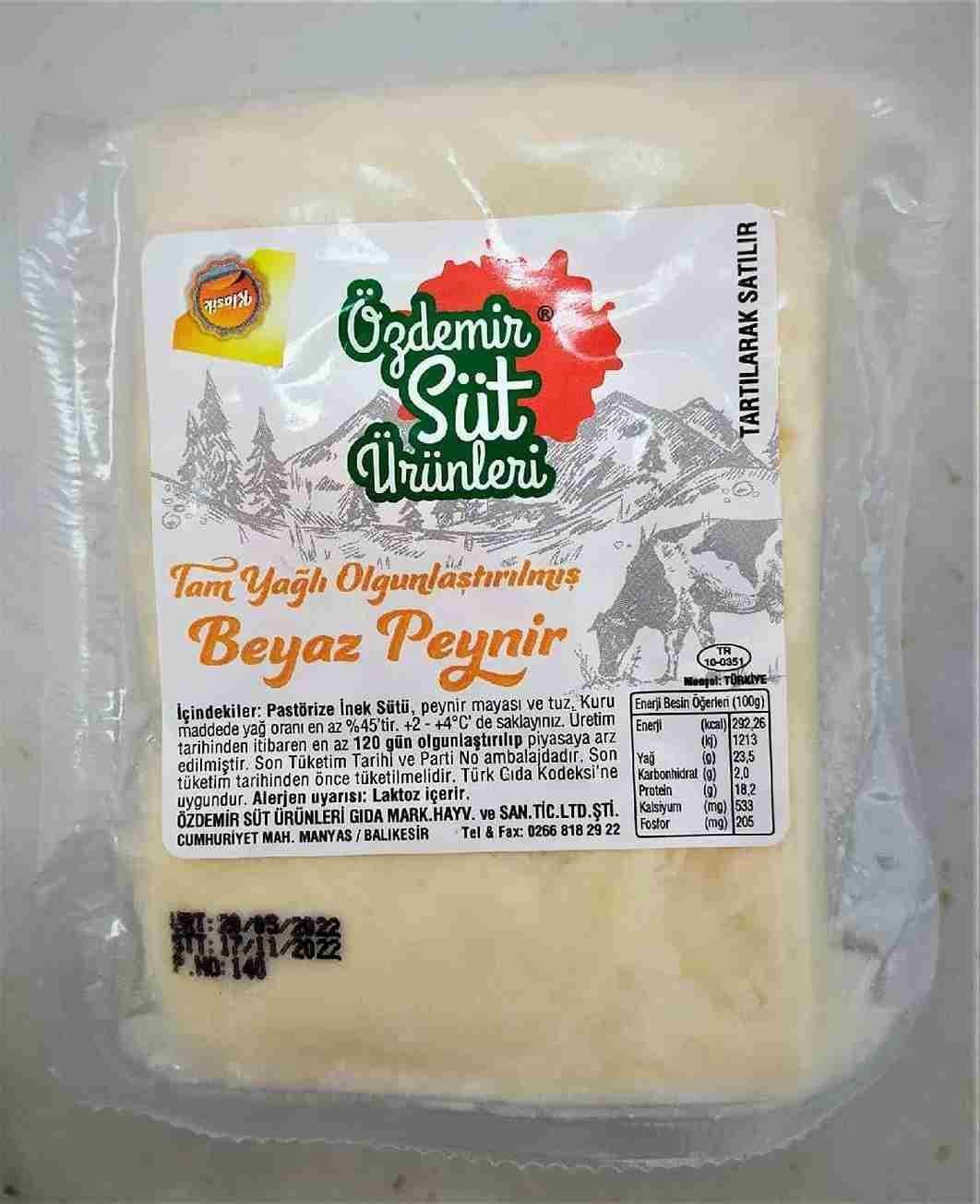 İNEK SERT BEYAZ PEYNİR (OLGUNLAŞTIRILMIŞ TAM YAĞLI) 1000 gr